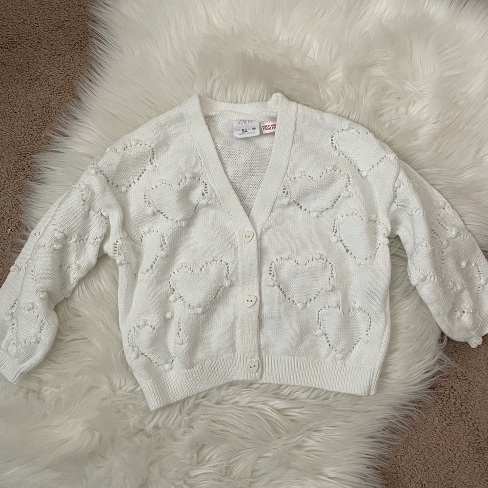 Zara Toddler Girl Knit Heart Cardigan